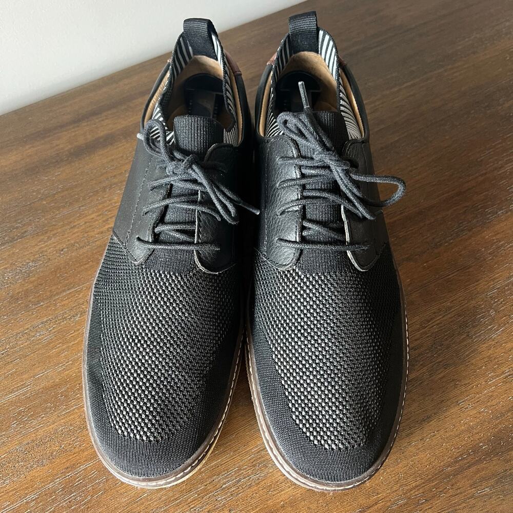 Johnston & Murphy Mens Duncan Black Knit Leather  Lace Up Shoe- Size 10.5M - Picture 2 of 10